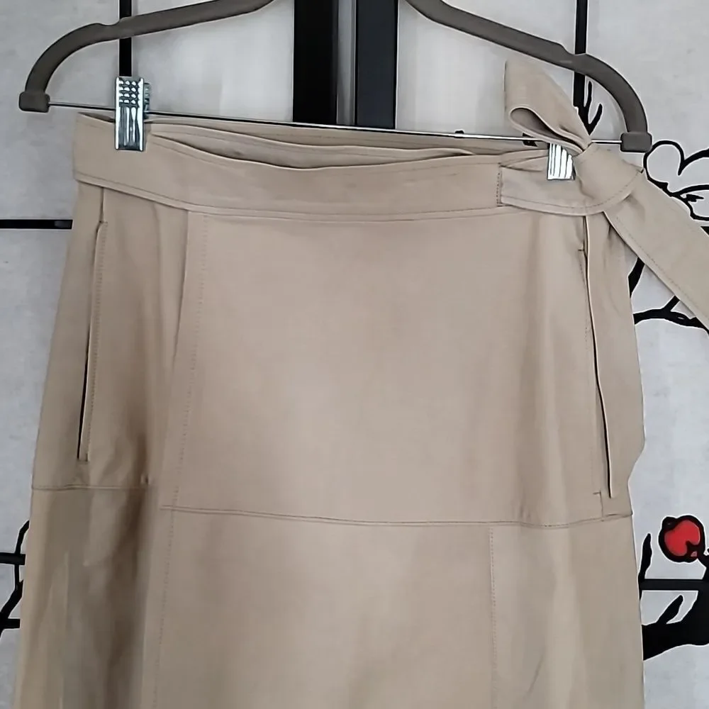 Frame 100% Butter Soft Suede Leather Wrap Skirt In Light Tan
